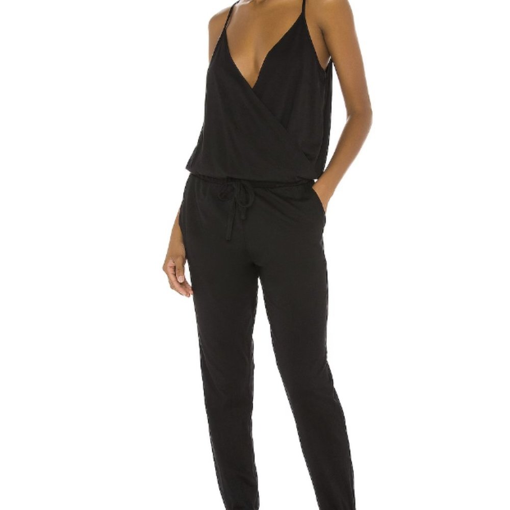 XS Black Revolve Supreme Jersey Surplice Jumpsuit